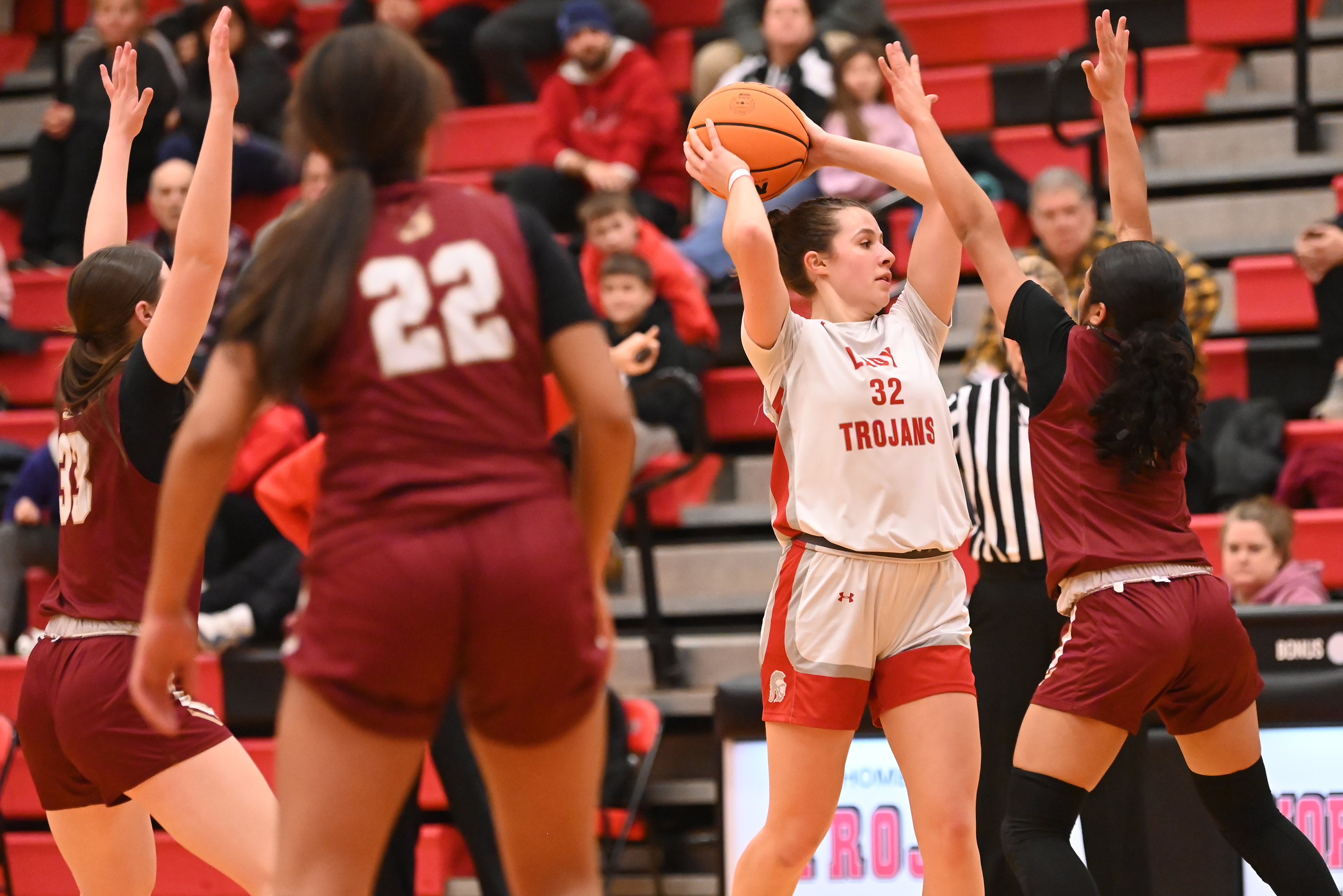Scranton’s Bianca Perez defends North Pocono’s Celia DeCasare during the...