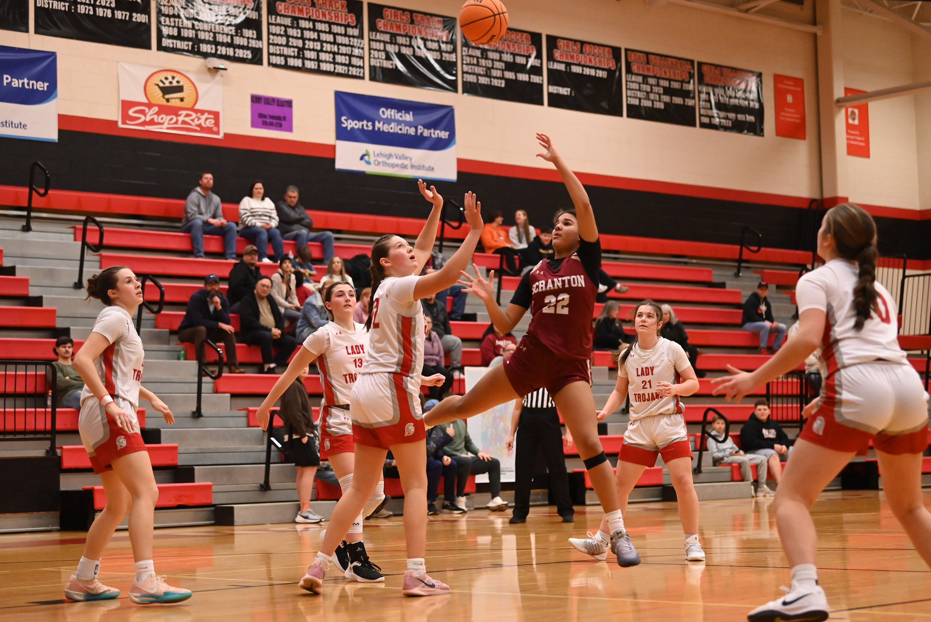 Scranton’s Jaelyn Alers shoots during the basketball game at North...