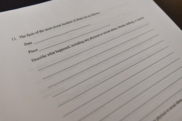 Questions are asked on the PFA form at the Women's Resource Center in Scranton Friday, January 2, 2025. (SEAN MCKEAG / STAFF PHOTOGRAPHER)