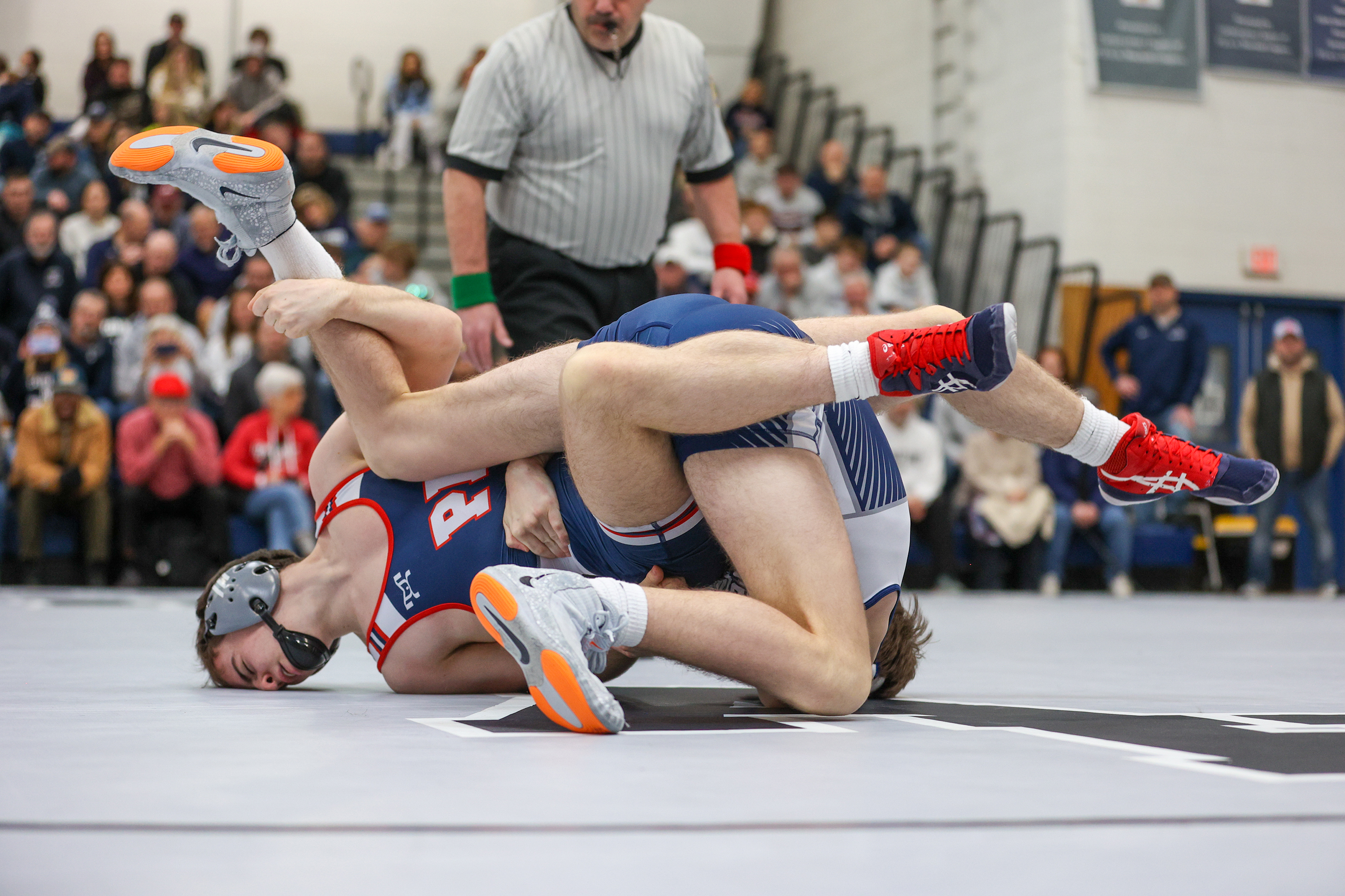 Pittston Area’s Chase Baron, left, and Abington Heights’ Chace Berry...