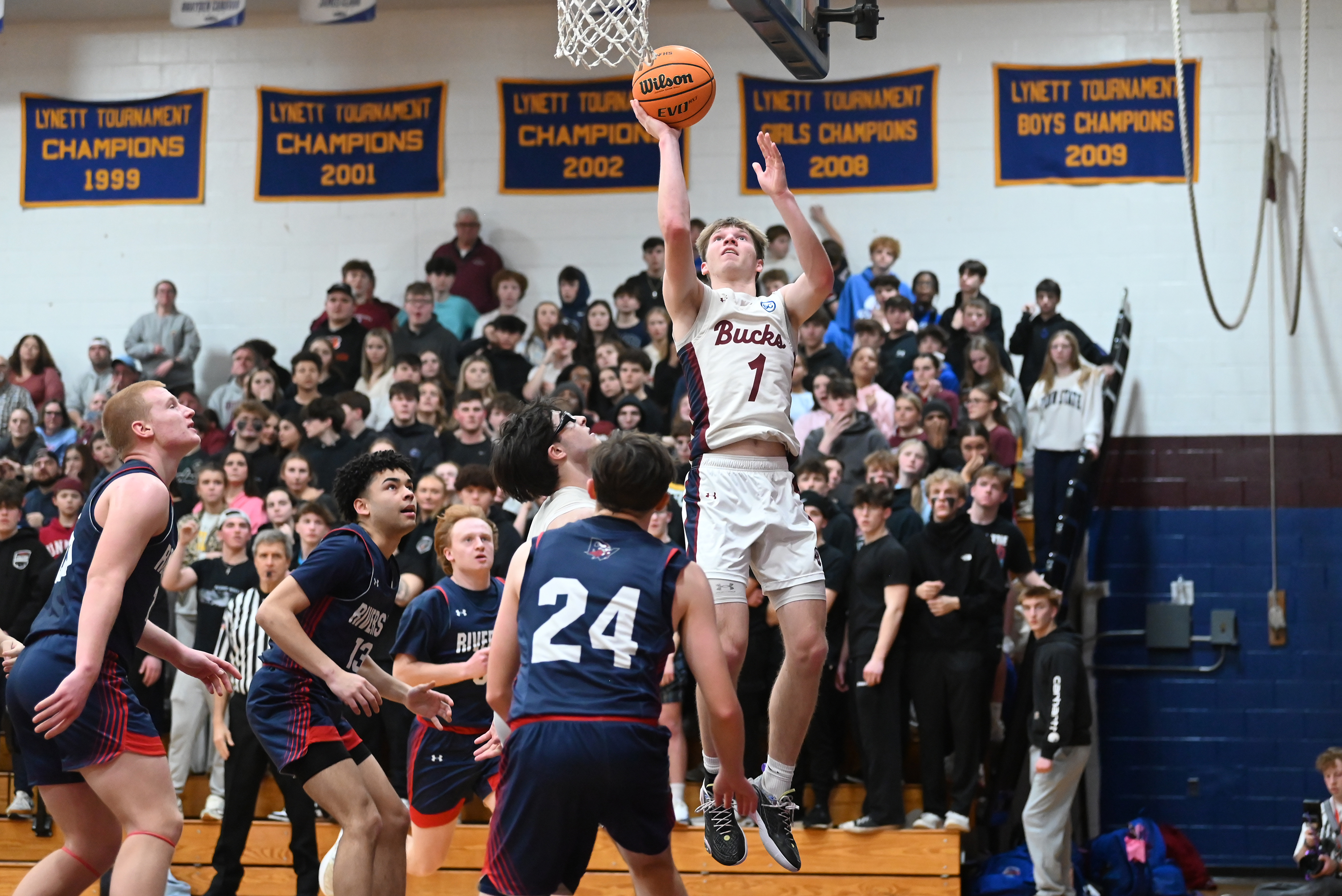 Dunmore’s Brayden Canavan goes up for shot during the game...
