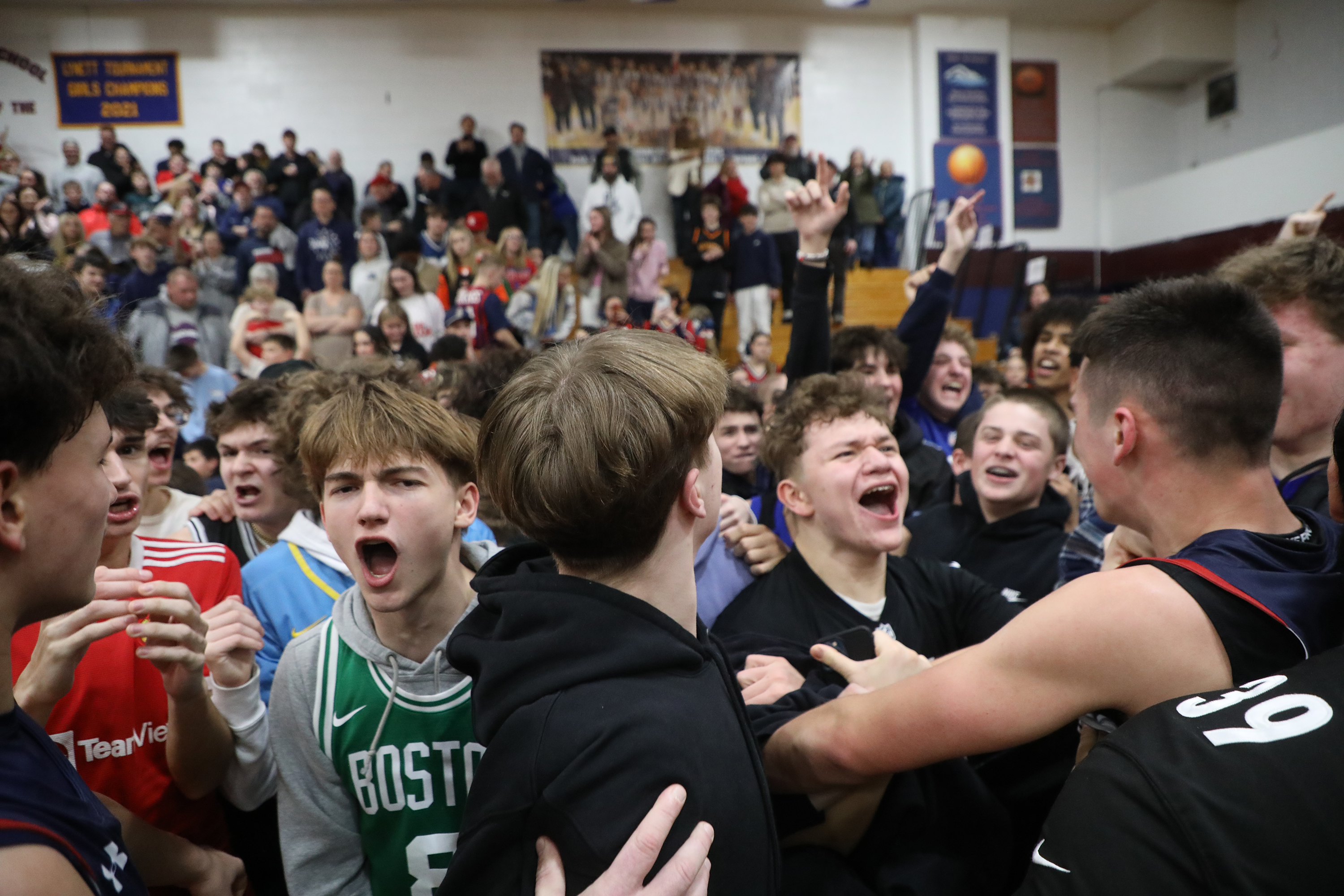 Riverside fans celebrate their team’s win over Dunmore at Dunmore...