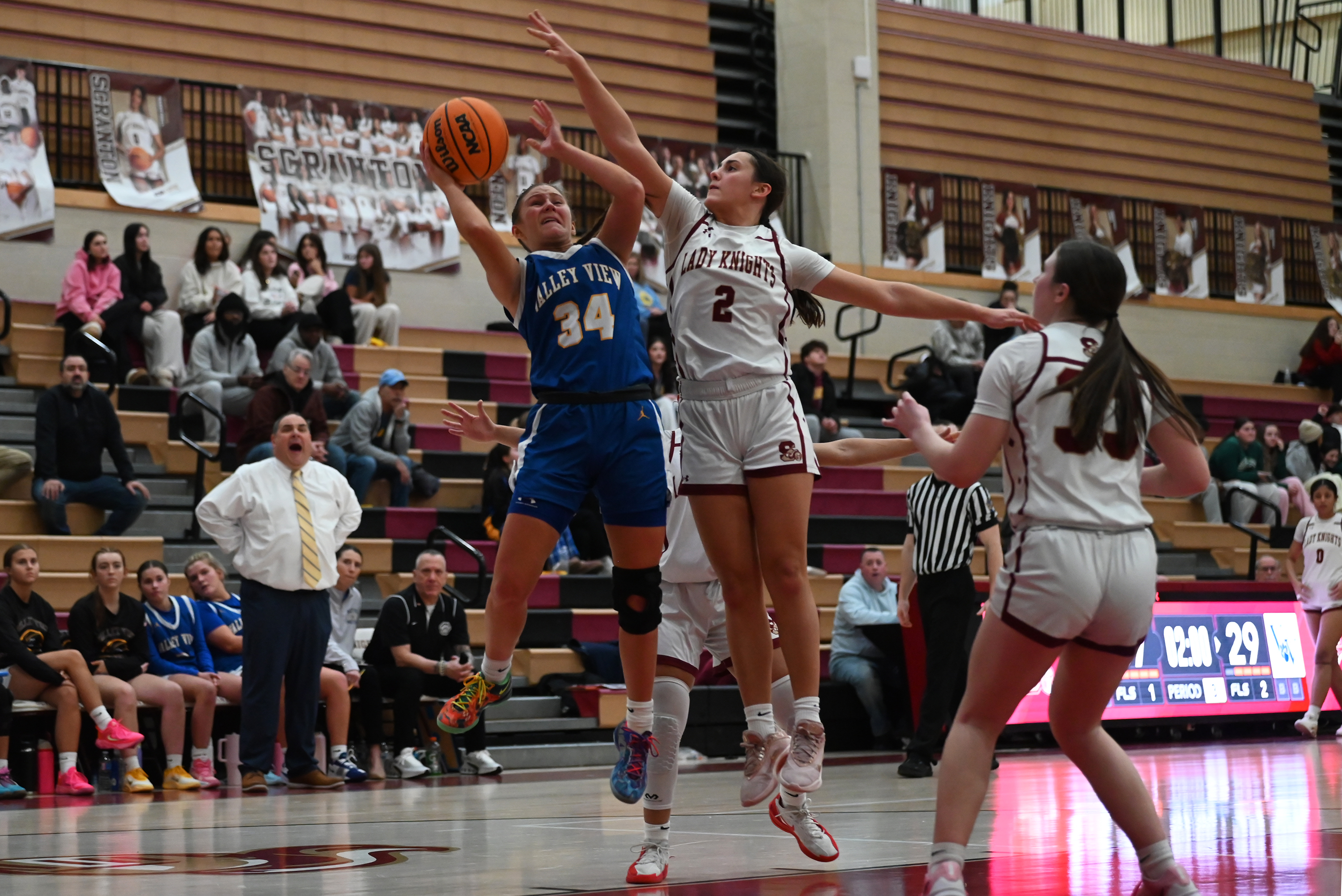 Scranton’s Chrissy Jacklinski defends Valley View’s Cora Castellani during the...
