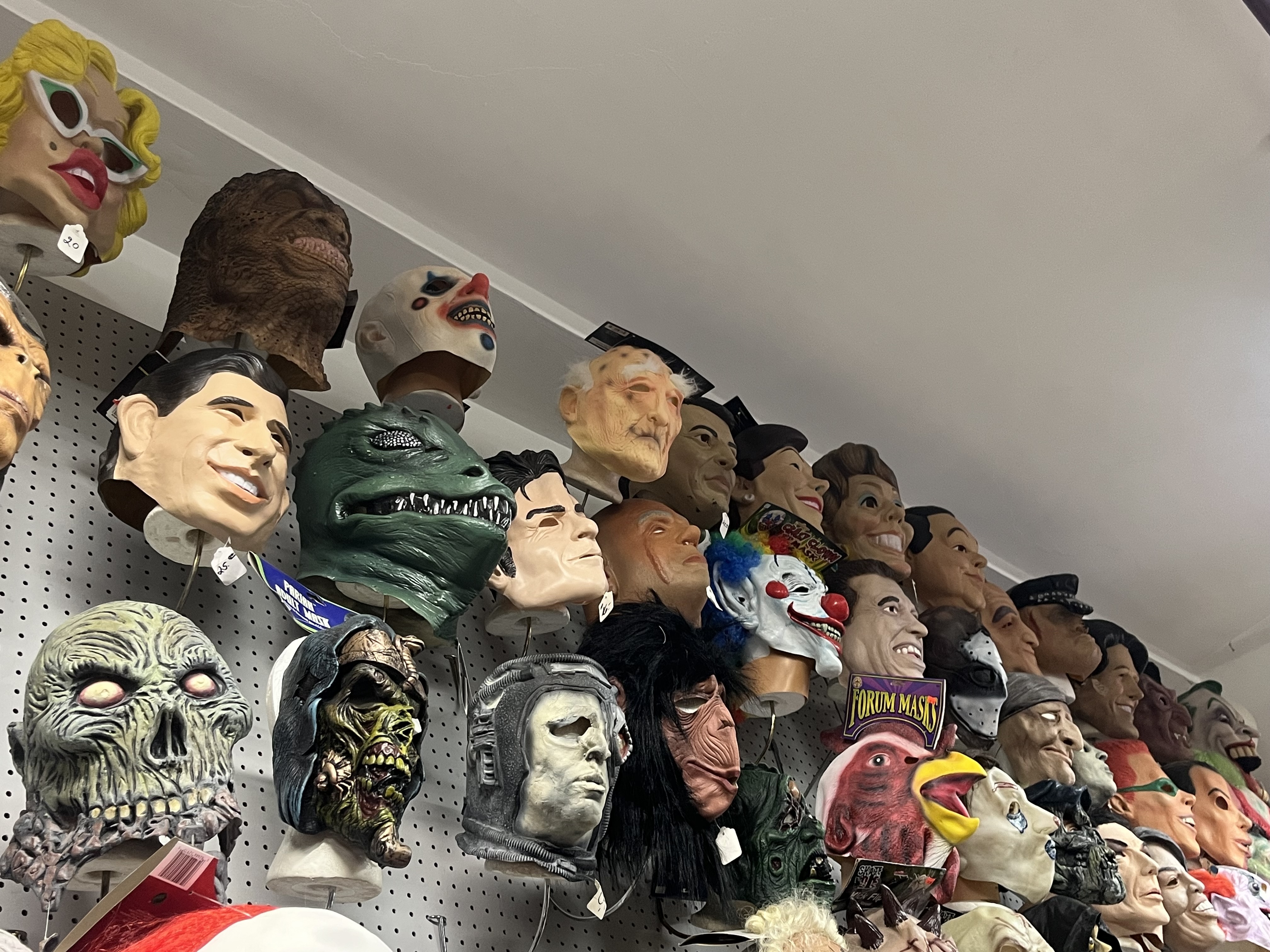 A selection of masks available at Taney’s Costume Shop on...