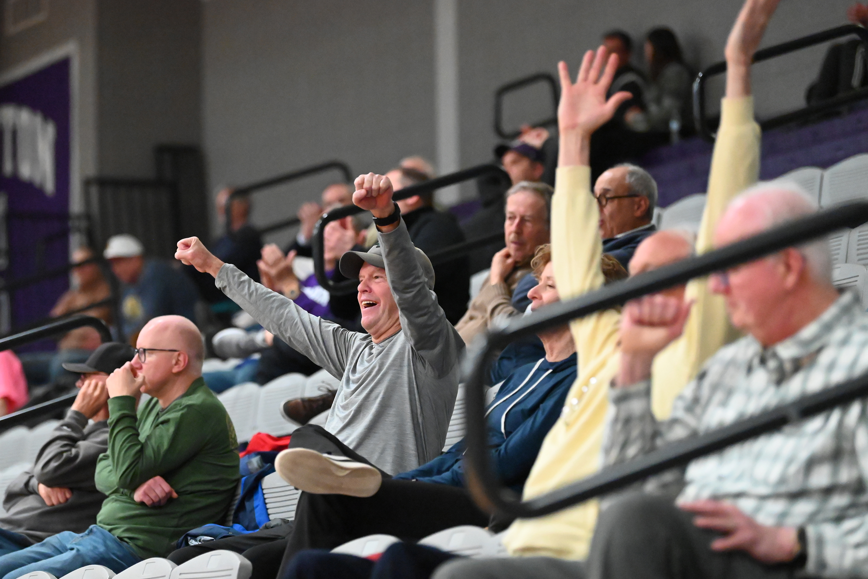 University of Scranton fans cheer after the Royals score during...