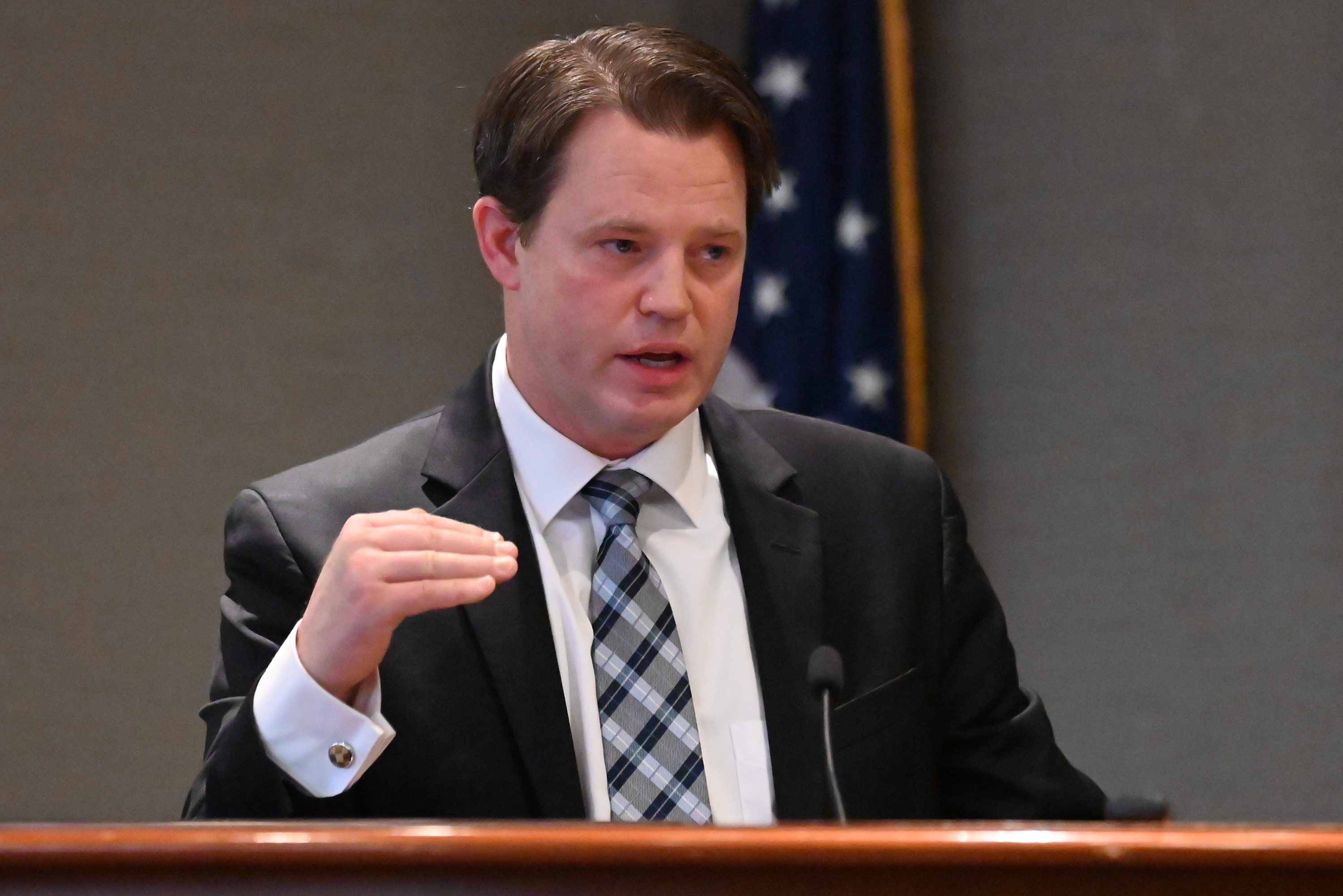 Wilkes-Barre real estate broker Darren Snyder testifies during the one...