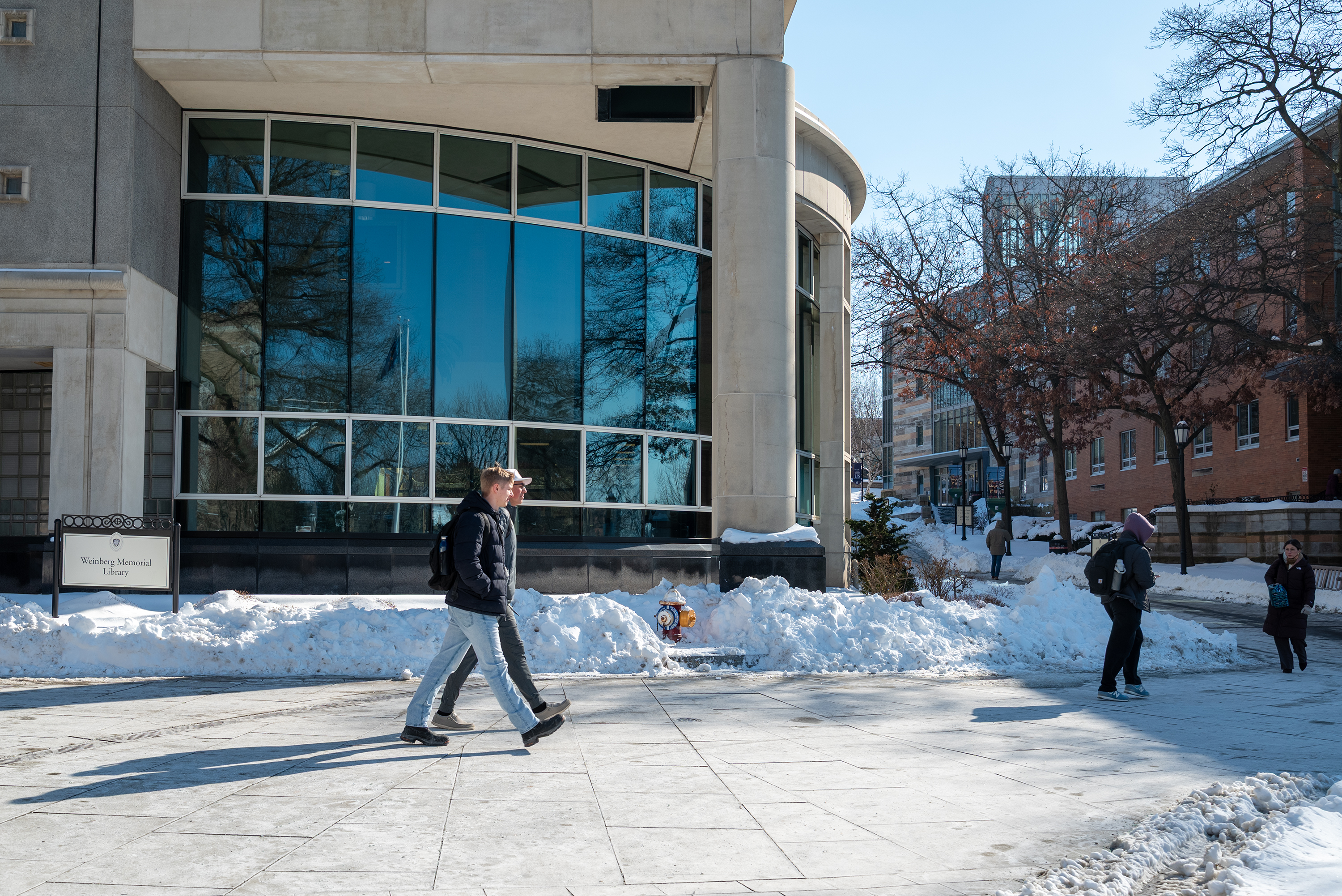 Pedestrians on the University of Scranton campus on Thursday, Jan....