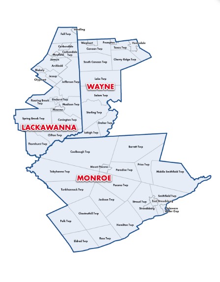 Pennsylvania's 40th Snatorial District includes all of Monroe County and parts of Lackawanna and Wayne counties. (IMAGE COPIED FROM DISTRICT WEBSITE OF STATE SEN. ROSEMARY BROWN, R-40.)