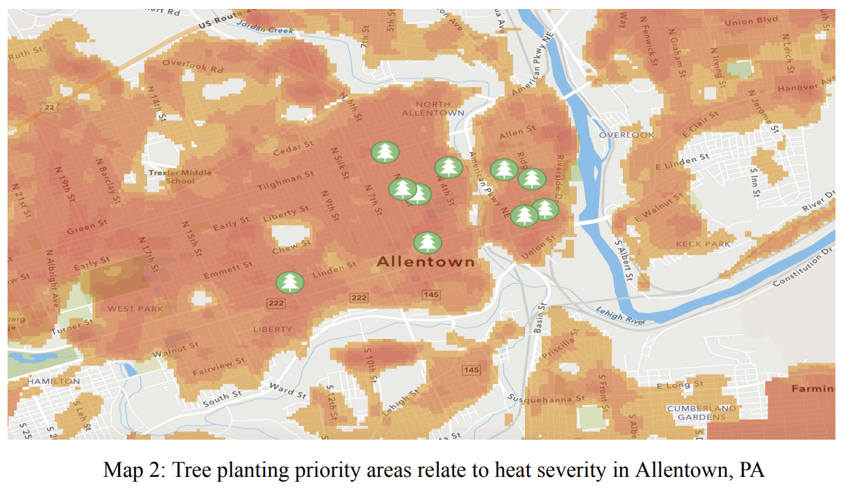 heatmap from pennstate allentown climate resilience report 2025