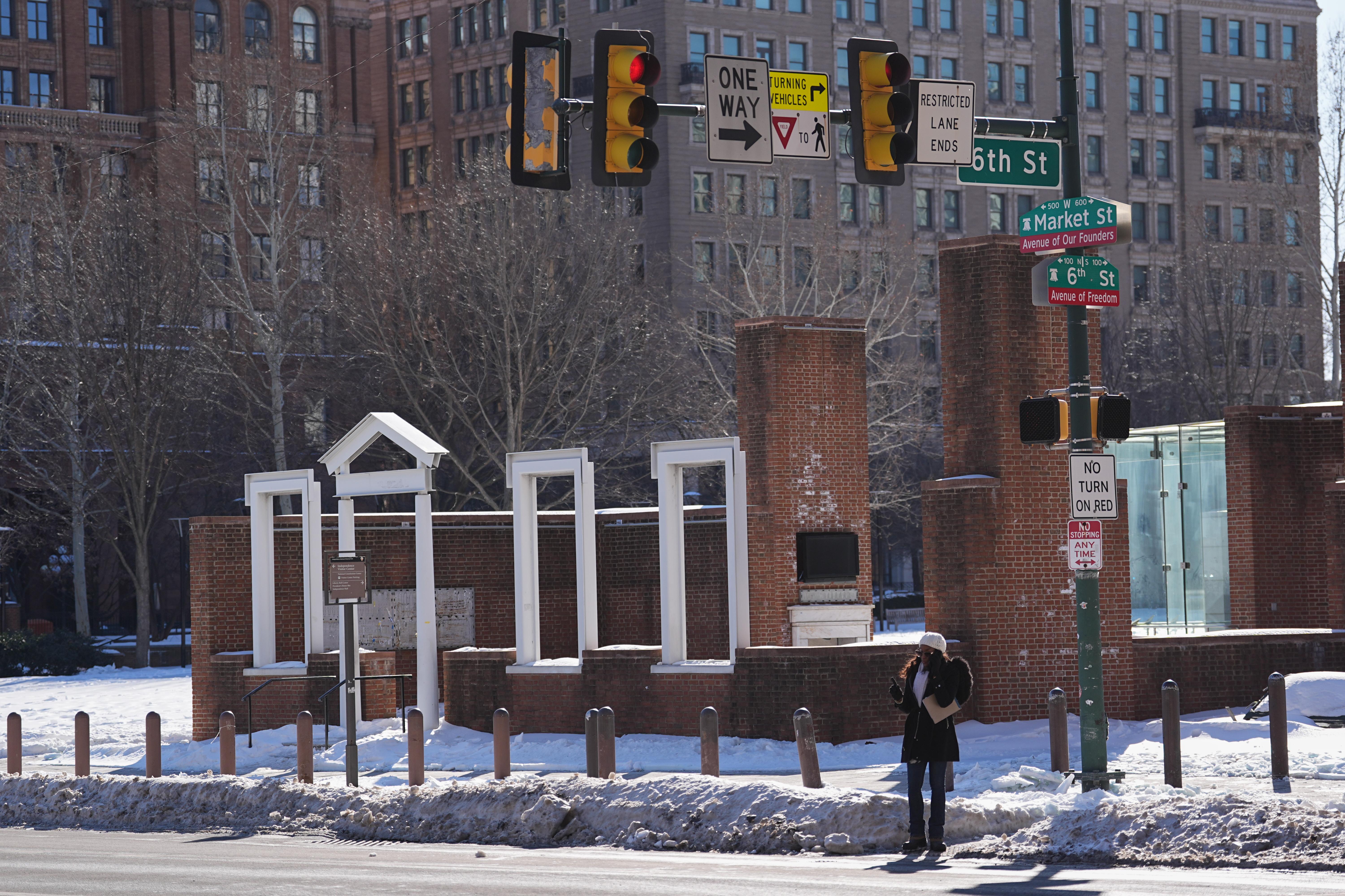 Shown is the President’s House Site where explanatory panels that...