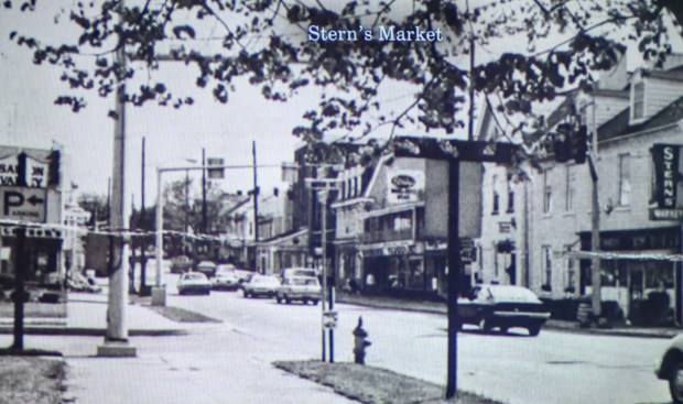 A photograph taken from a series of videos featuring historic locations in Hellertown depicts Main Street, looking at Stern's Market, on Tuesday, Jan. 13, 2026, during Movies at the Mill at The Tavern Room in Hellertown. The six videos, made with a donation from the Martin Guitar Foundation, included ones about the Clock Tower, Stern's Market and The Sauconia/The Movies. A second set of six videos will debut at 6:30 p.m. Feb. 2 and 1 p.m. Feb. 3. (April Gamiz/The Morning Call)