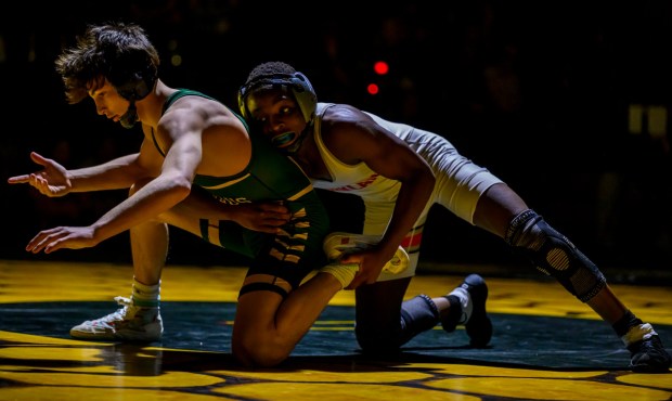 Emmaus' Emillo Albanese wrestles Parkland's Ricardo Rivera in the 133-pound weight class Thursday, Jan. 22, 2026, at Emmaus High School. (April Gamiz/The Morning Call)