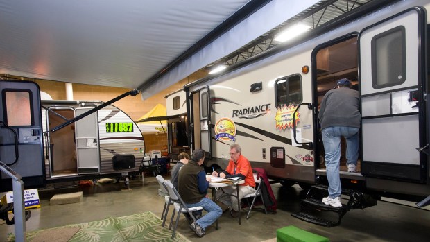 Selinsgrove based Susquehanna RV had a variety of models for sale during the 55th Annual Lehigh Valley RV & Campgrounds Show at the Allentown Fairgrounds Agri-Plex on Sunday, January 10, 2016. ./// Harry Fisher / The Morning Call mc-Allentown_RV-show-STANDALONE