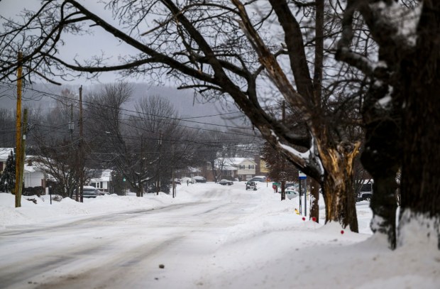 Snow covers East Boulevard on Monday, Jan. 26, 2026, in Bethlehem after Sunday's storm that dropped more than a foot of snow in some parts of the Lehigh Valley. (April Gamiz/The Morning Call)