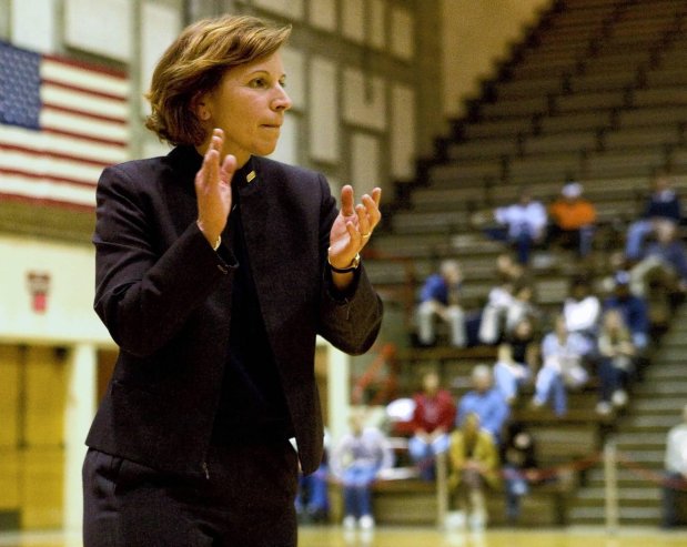 Moravian coach Mary Beth Spirk encourages her team during a game against  Muhlenberg in December 2008. (Douglas Kilpatrick/Special to The Morning Call)