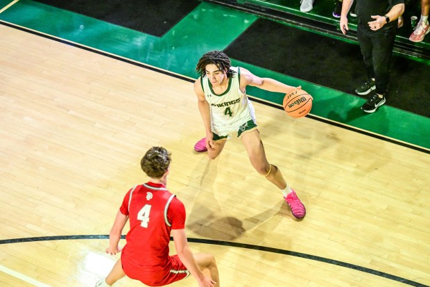 Allentown Central Catholic's Yariel Gonzalez dribbles up the court against Parkland during an Eastern Pennsylvania Conference boys basketball game on Saturday, Jan. 03, 2026, at Allentown Central Catholic High School in Allentown. (Jonathan Broady/Special to The Morning Call)