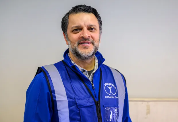 Ahmad Chaudhry, president of Ahmadiyya Muslim Community's Lehigh Valley chapter, stands Sunday, Jan. 11, 2026, at Baitul Ata Mosque in Salisbury Township. (April Gamiz/The Morning Call)