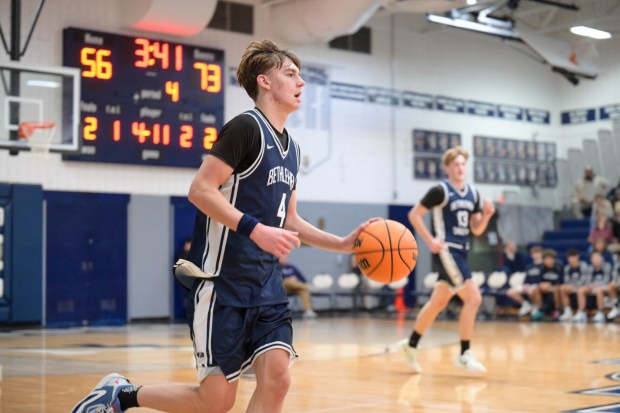 Bethlehem Christian's Gabe Transue dribbles the ball against Northern Lehigh during an Eastern Pennsylvania Conference boys basketball game on Monday, Dec. 29, 2025, at Northern Lehigh High School in Slatington. (Jonathan Broady/Special to The Morning Call)