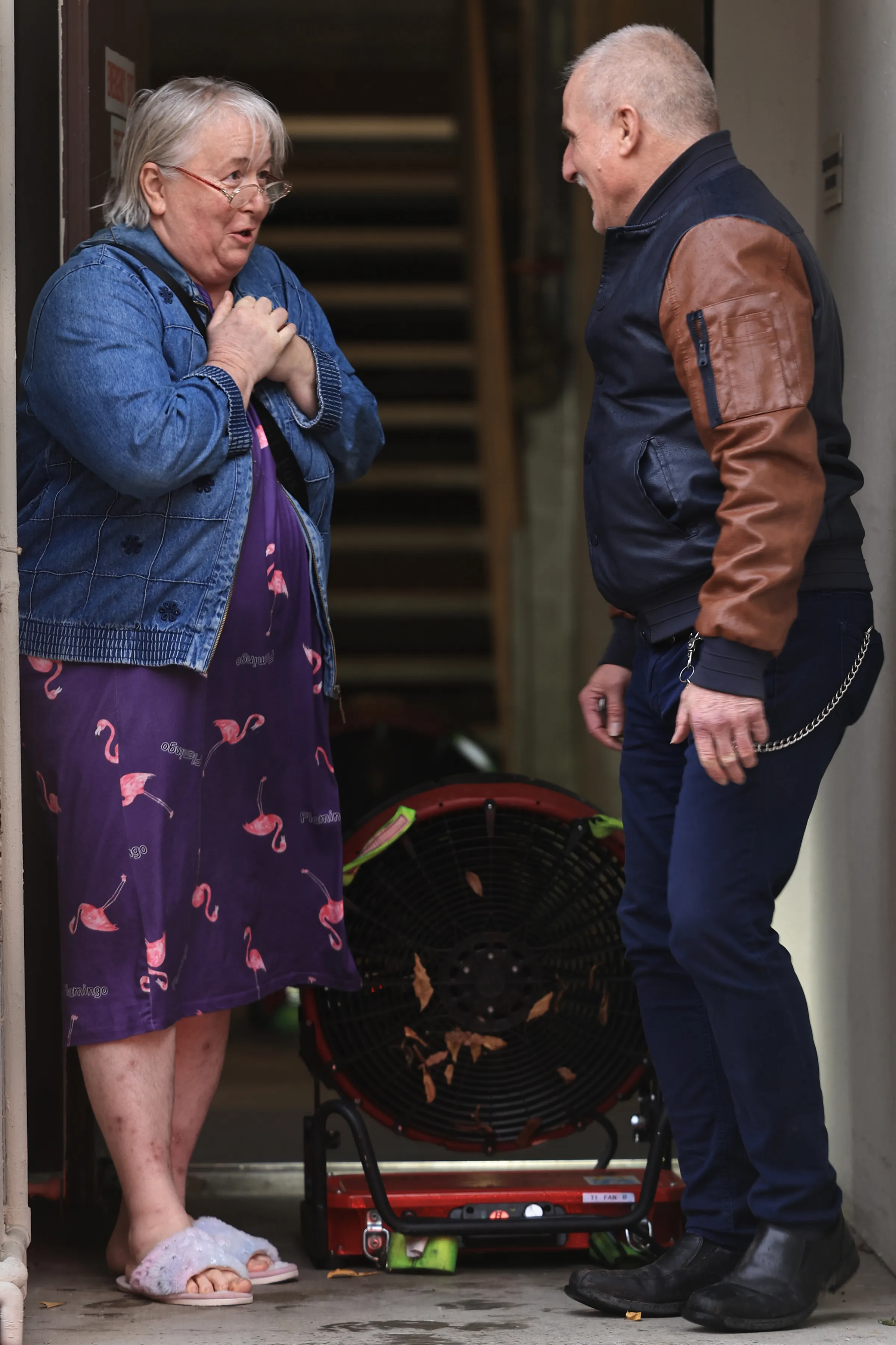 Natalia, a resident of Bethlehem Tower thanks fellow resident Tom...