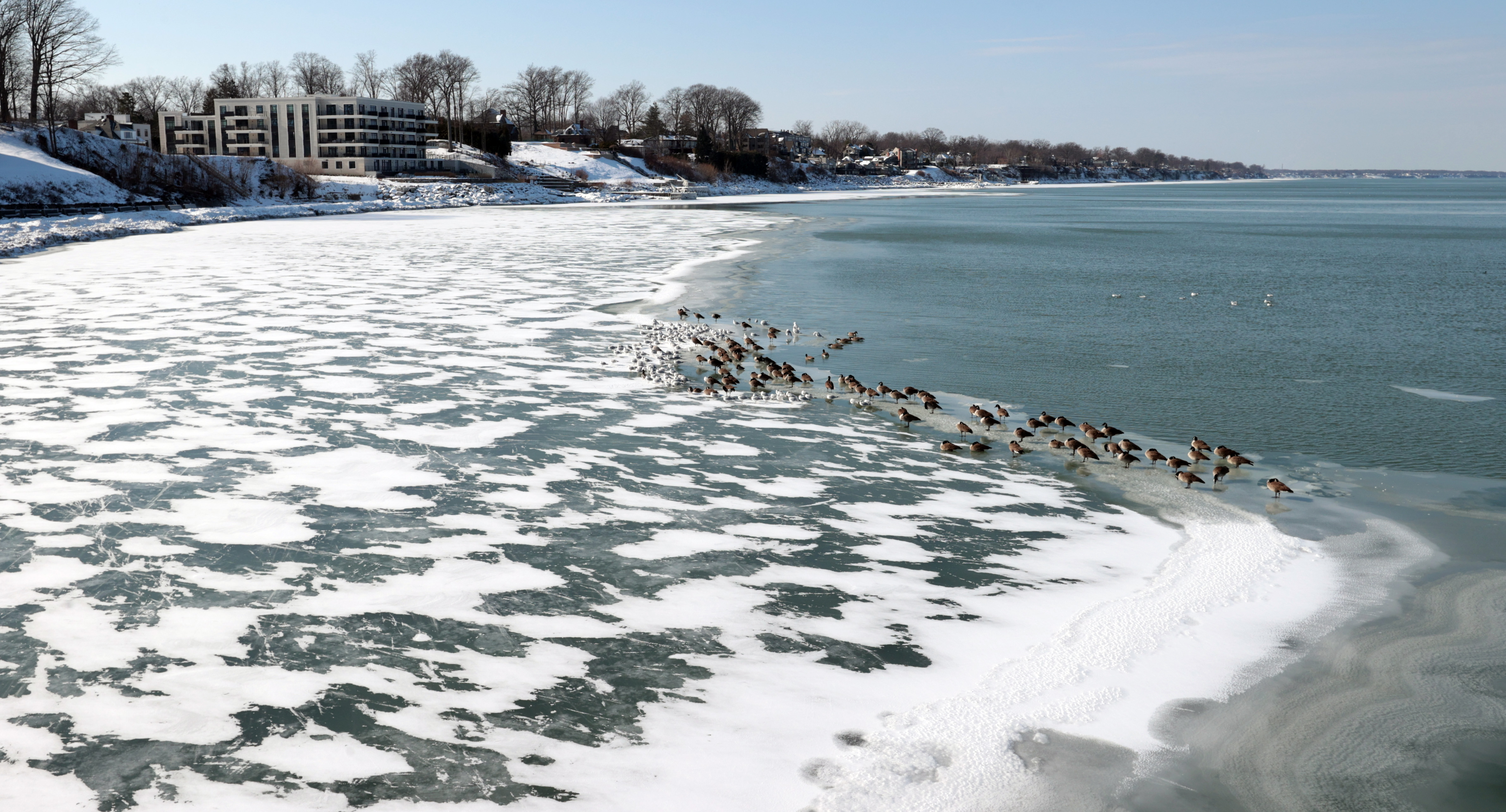 Winter ice formations along the shore of Lake Erie