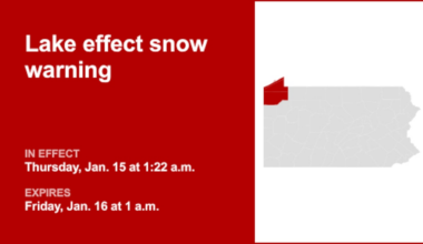 Update: Lake effect snow warning in place for Northwest Pa. until 1 a.m. Friday