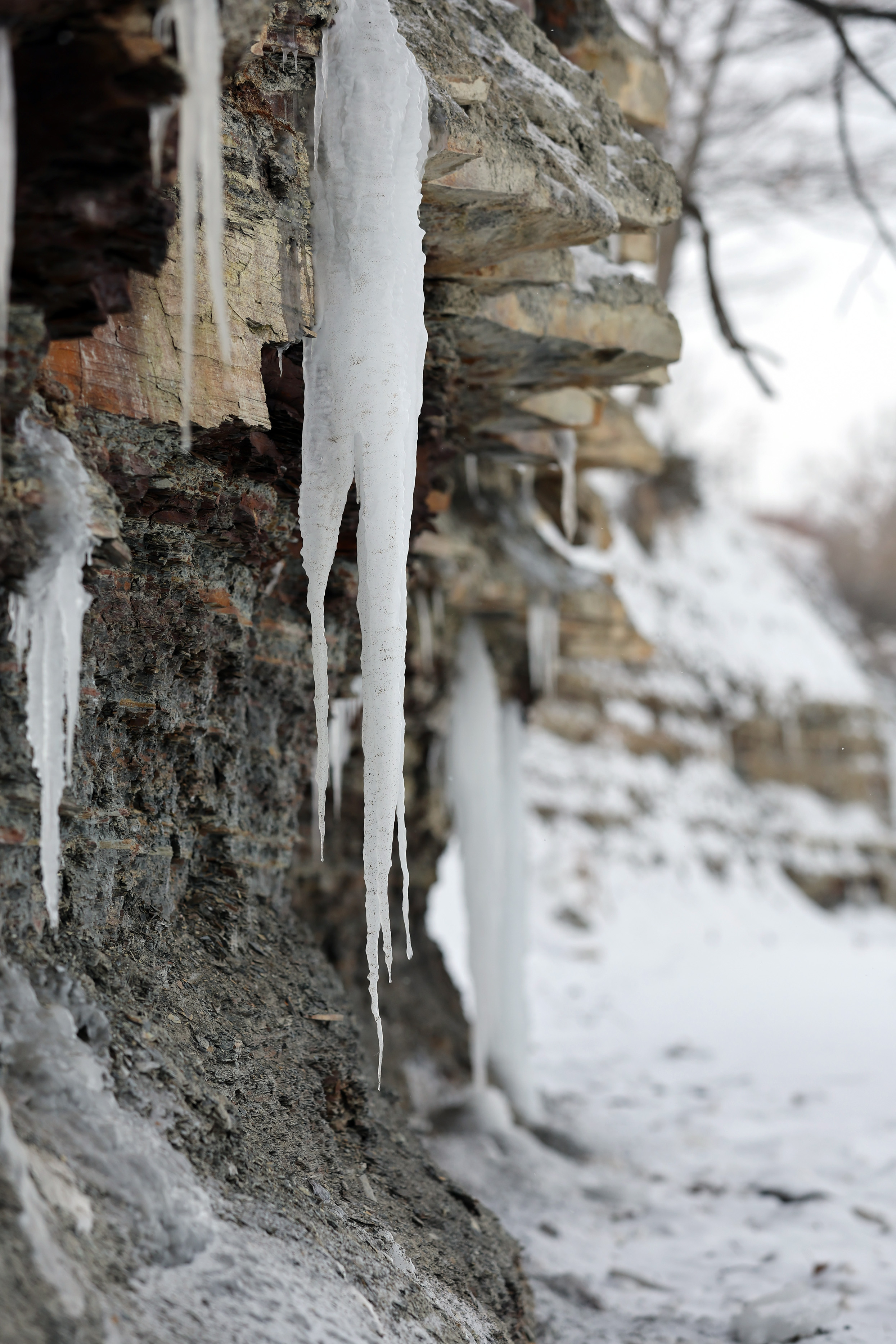 Winter ice formations along the shore of Lake Erie