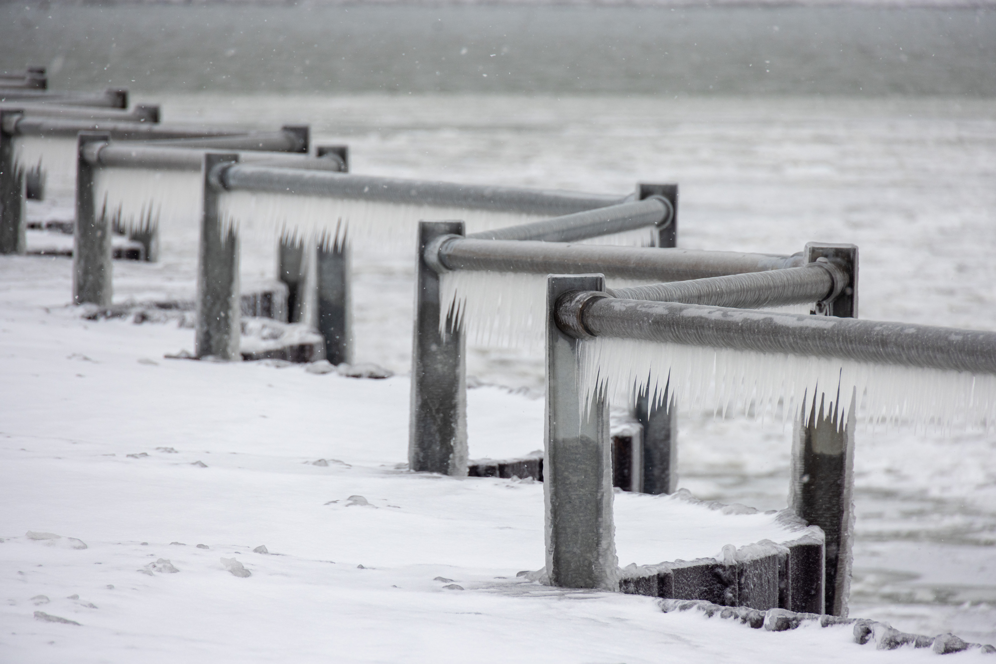 beautiful ice sculptures along the lake erie shoreline