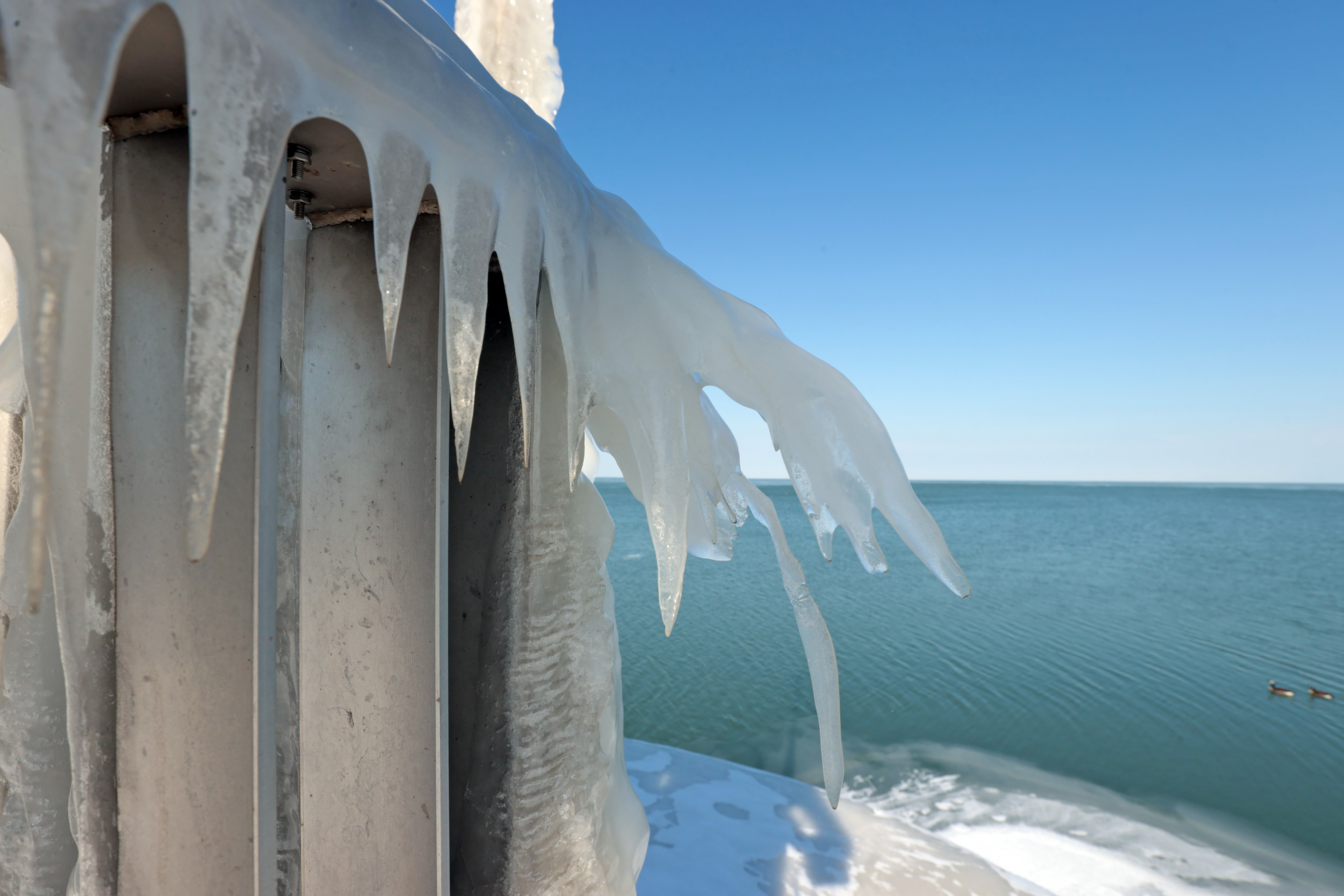 Winter ice formations along the shore of Lake Erie