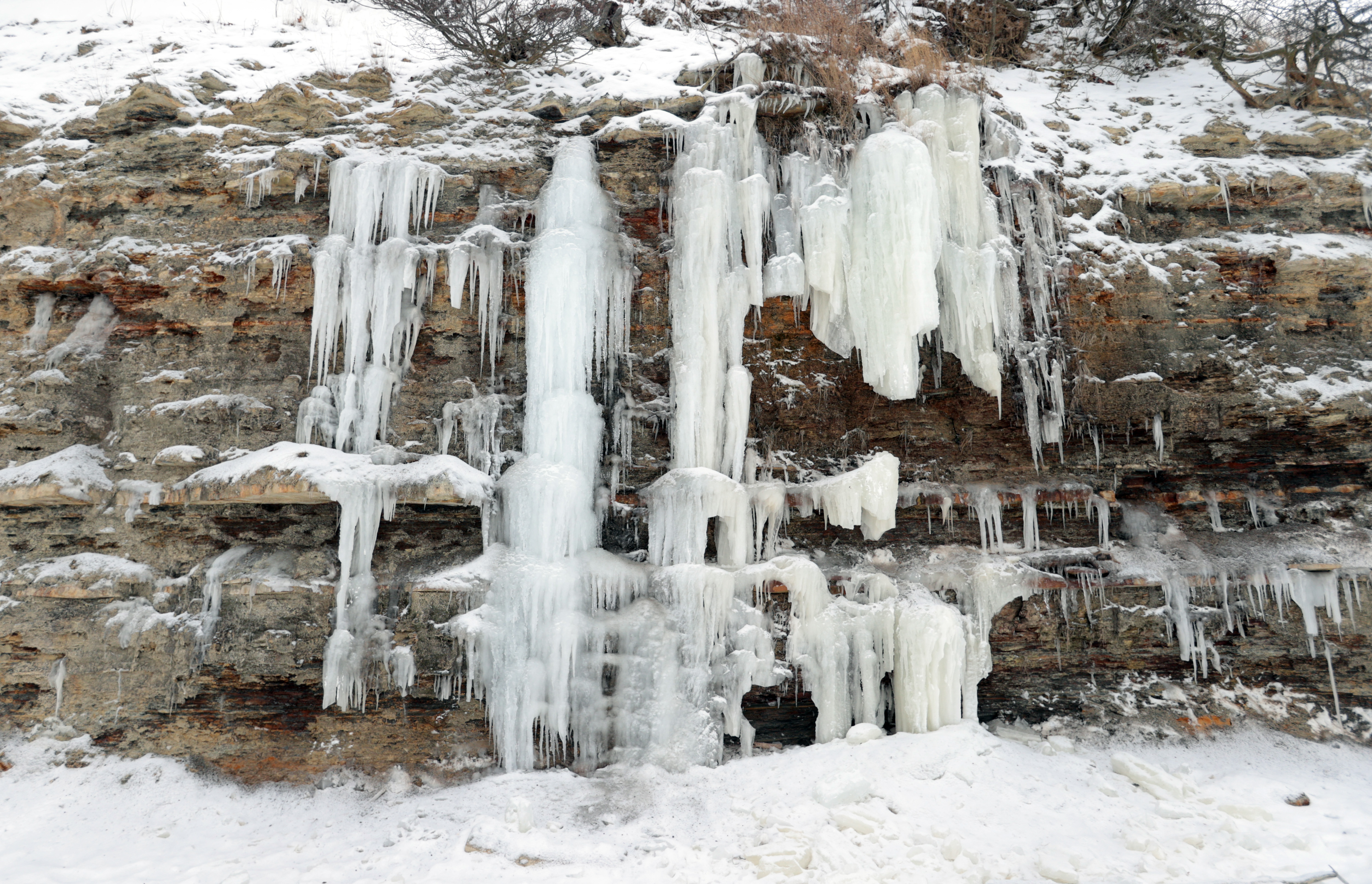 Winter ice formations along the shore of Lake Erie