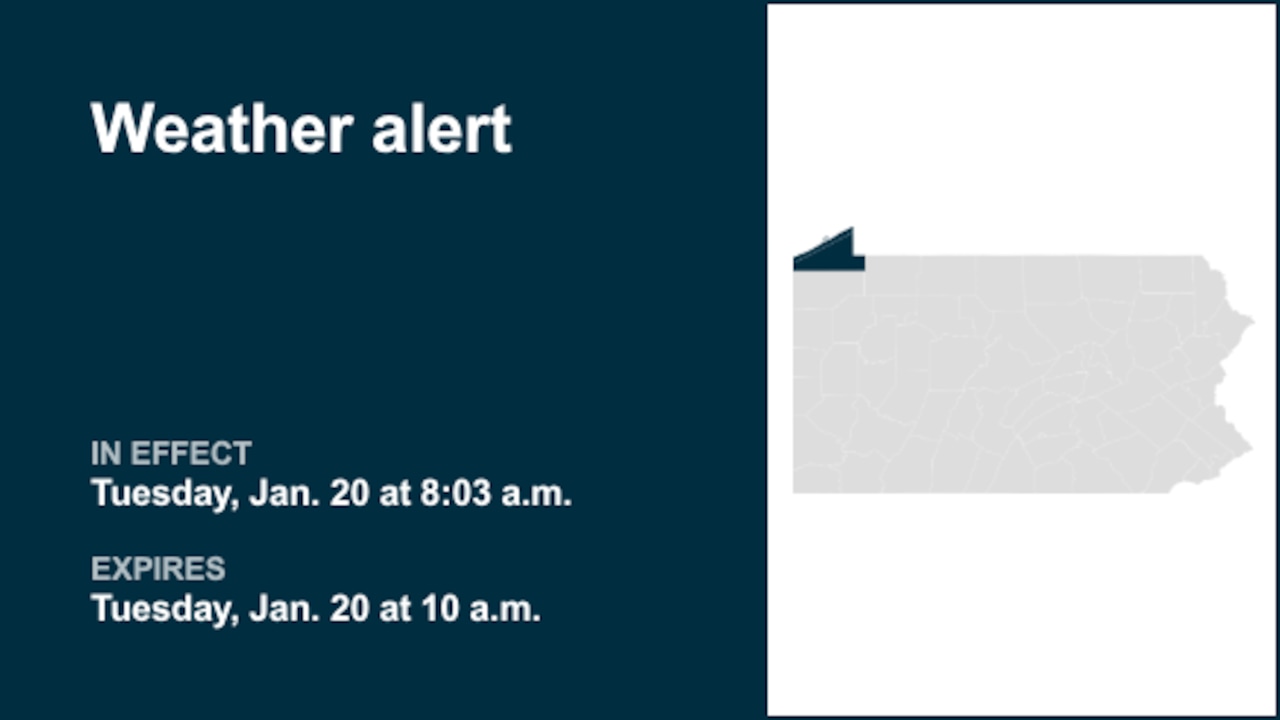 Update: Weather alert affecting Northern Erie and Southern Erie Tuesday morning