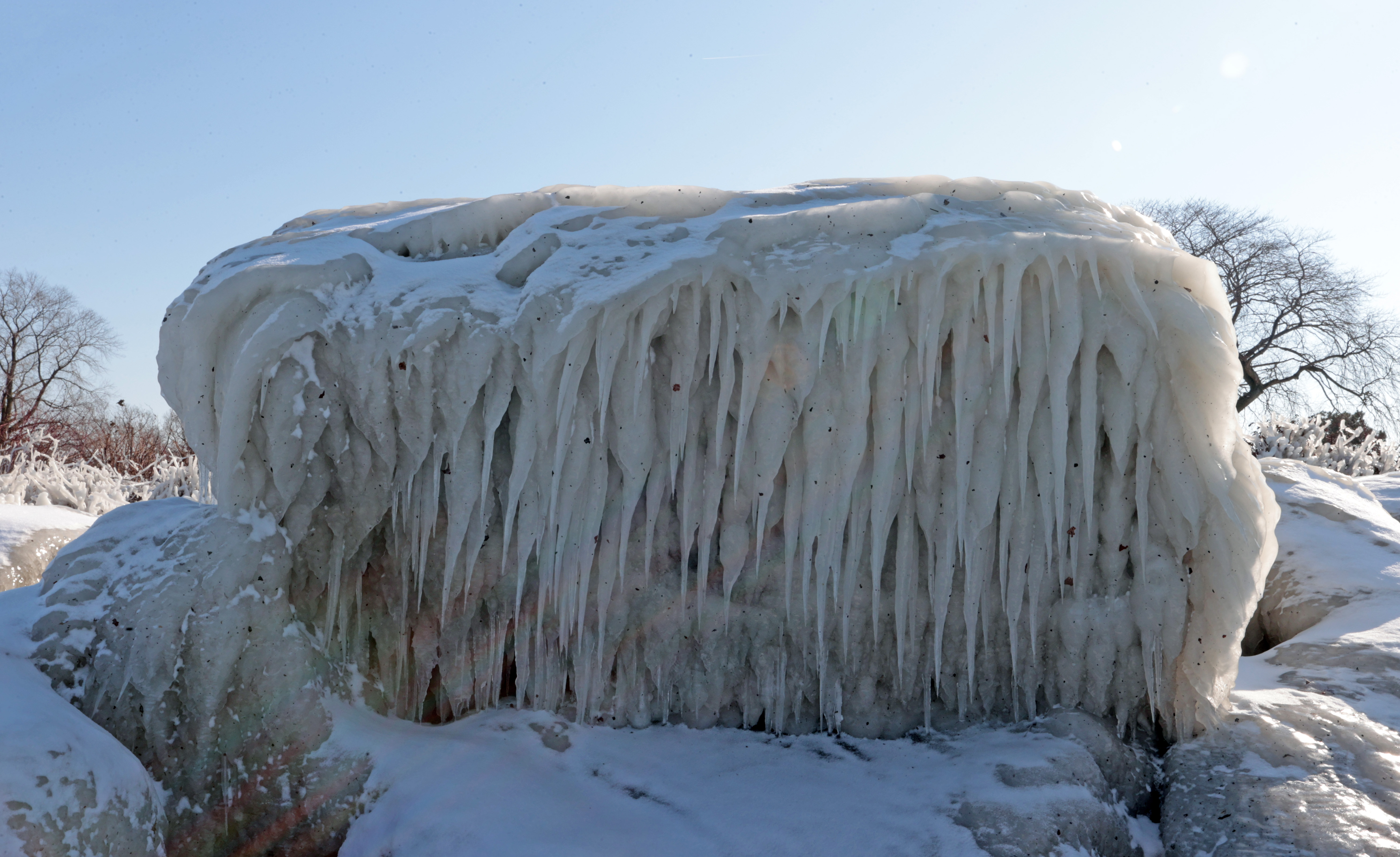 Winter ice formations along the shore of Lake Erie