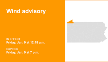 Update: Wind advisory in place for Northern Erie and Southern Erie until Friday evening – wind gusts up to 50 mph