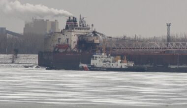 Coast Guard ice cutter escorts freighter through Lake Erie