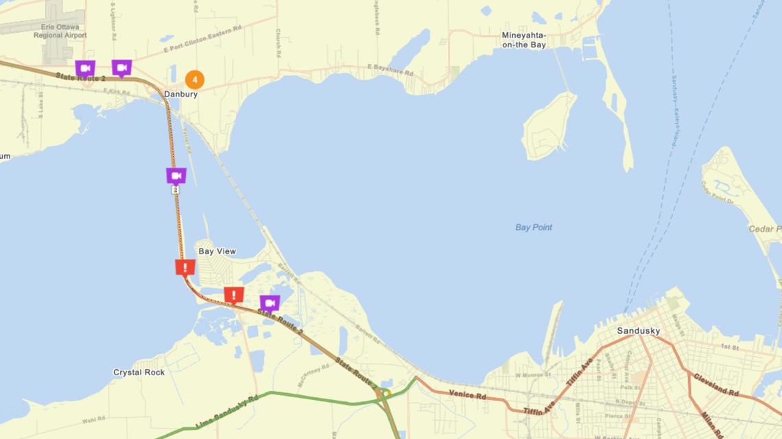 Snow and traffic troubles in Northeast Ohio: State Route 2 closed in both directions near Edison Bridge in Erie County