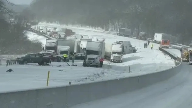 A pileup on I-80 in Pennsylvania Thursday. (Live Storms Media)