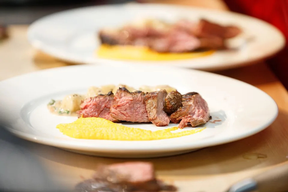 Navy Culinary Specialist Second Class Jonathan Ortiz’s dish at the at the Army vs Navy Cookoff at the 2026 PA Farm Show. Army Sgt. Nicolas Adame and Navy Culinary Specialist Second Class Jonathan Ortiz and teammates competed head-to-head at the at the Farm Show’s 2026 Army vs. Navy Cookoff using Pennsylvania-grown ingredients, highlighting the connection between the Commonwealth’s agricultural producers and the military’s commitment to nutrition, readiness, and excellence.