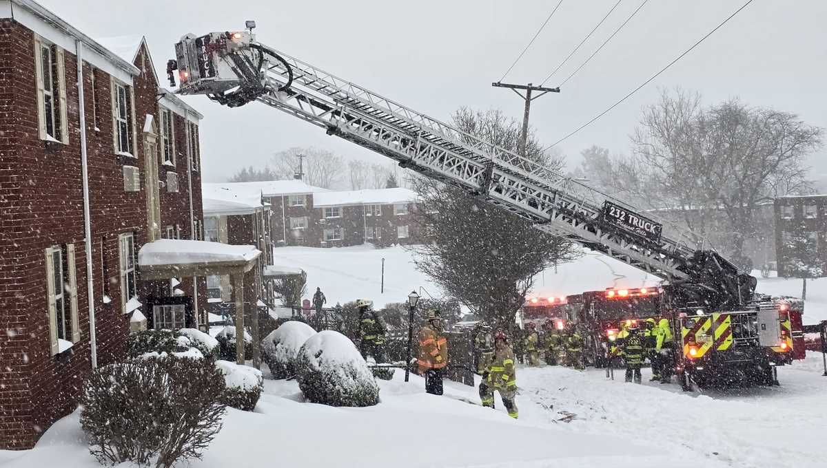 Ice caused by fighting fire in Allegheny County closed road