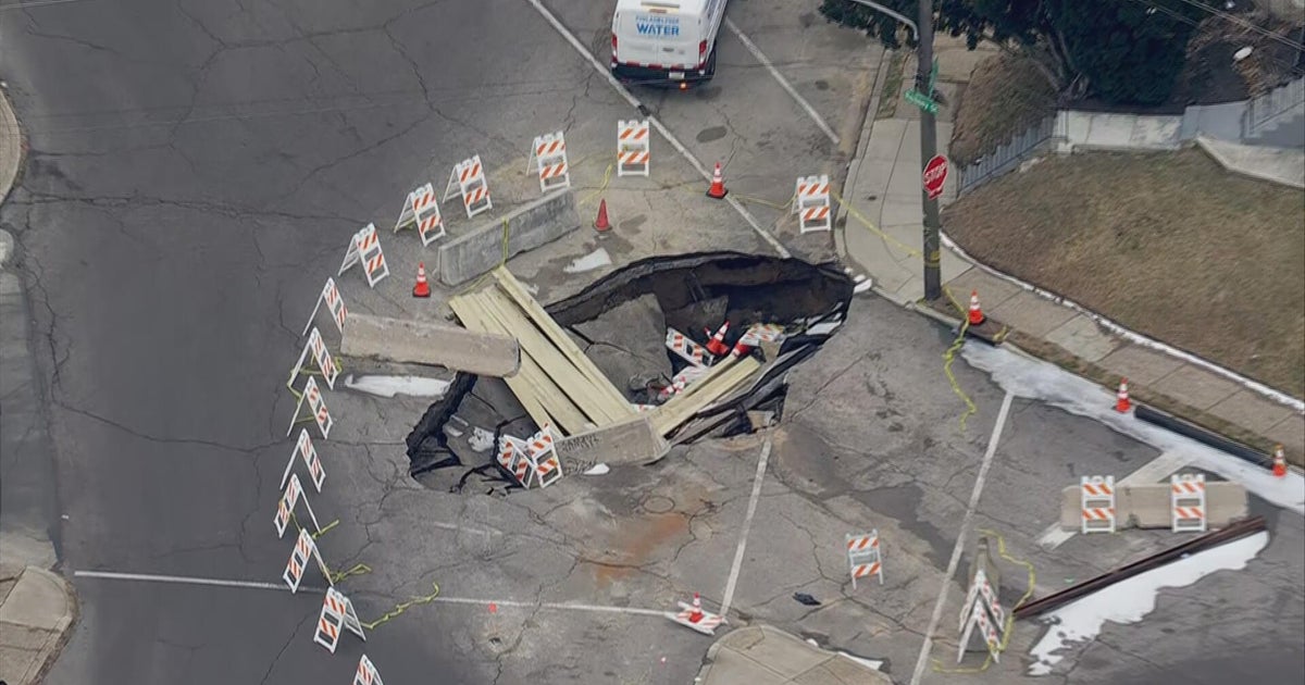 Large sinkhole opens in Philadelphia's West Oak Lane neighborhood