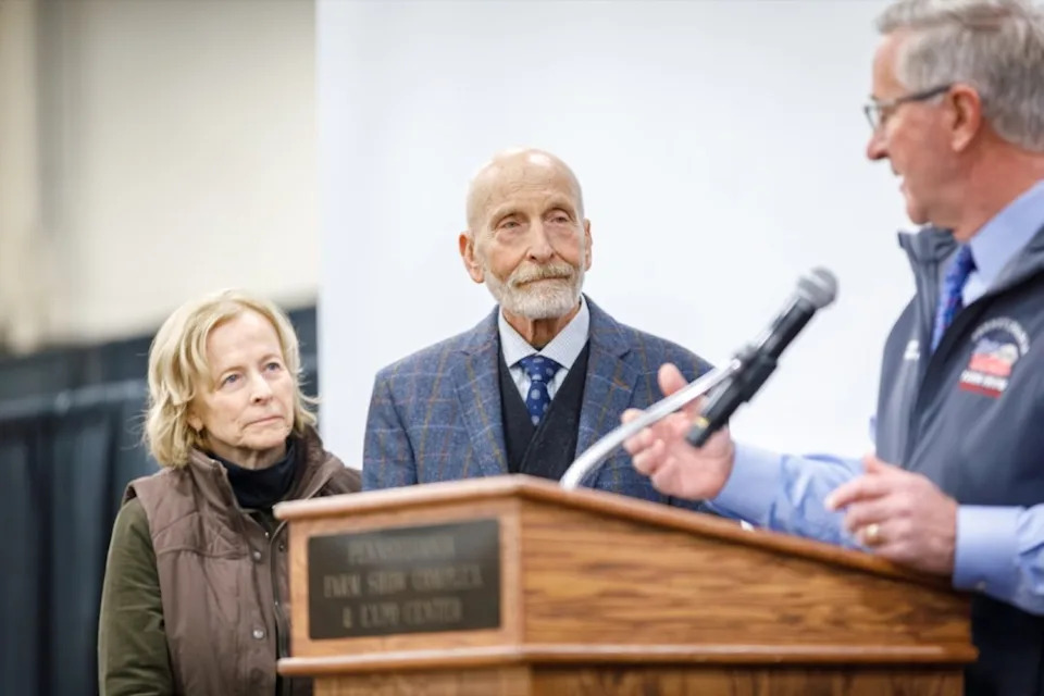 George Lake, owner of Thistle Creek Farms in Warriors Mark, Huntingdon County, and vice chair of the Pennsylvania Veterans Farming Network, receives the Pennsylvania Veteran Ag Entrepreneurship Award