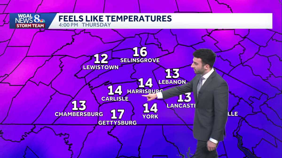 Increasing clouds later this evening; still brisk into tonight across south-central Pennsylvania