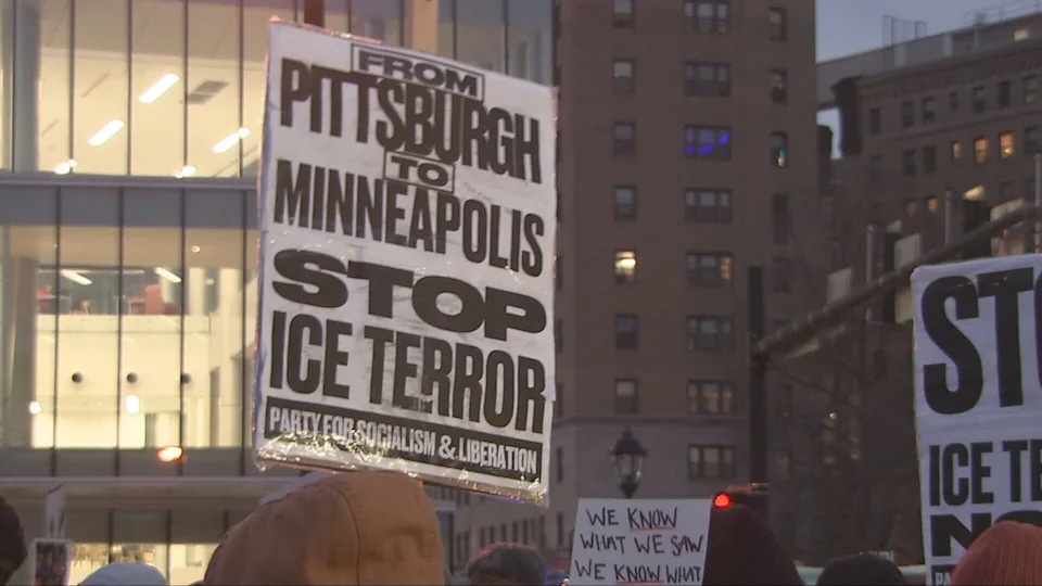 A crowd gathered in Pittsburgh to calling for an end to “immigration enforcement actions” across the country.