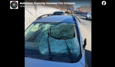 Route 22 flying ice chunk smashes through windshield, injures driver