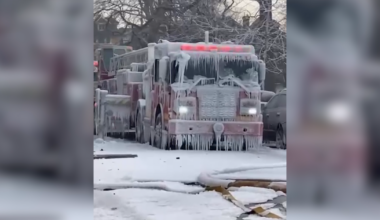Freezing temperatures impact response to West Philadelphia fire, leaving fire truck coated in ice