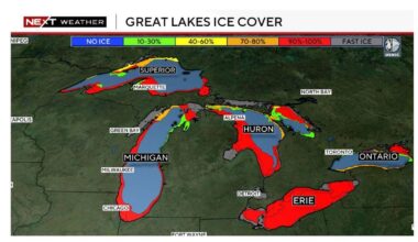 Ice expands on Great Lakes with cold blast; Lake Erie over 90% covered in ice
