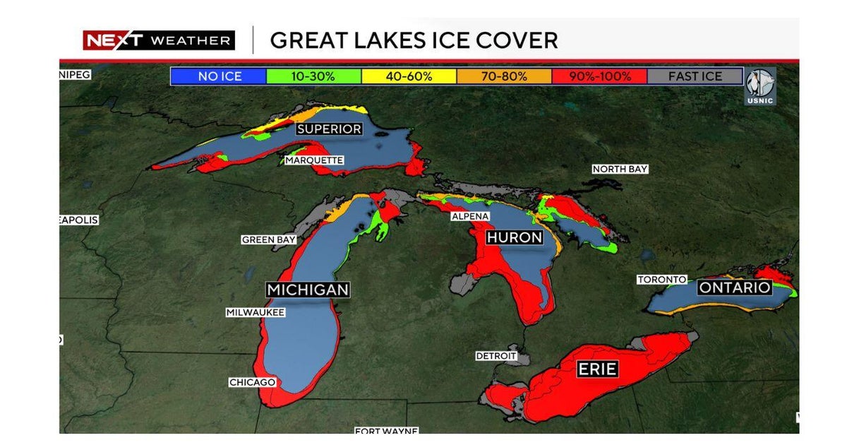 Ice expands on Great Lakes with cold blast; Lake Erie over 90% covered in ice