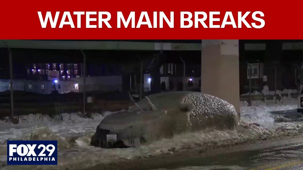Philadelphia water main breaks: Cars frozen, repairs underway