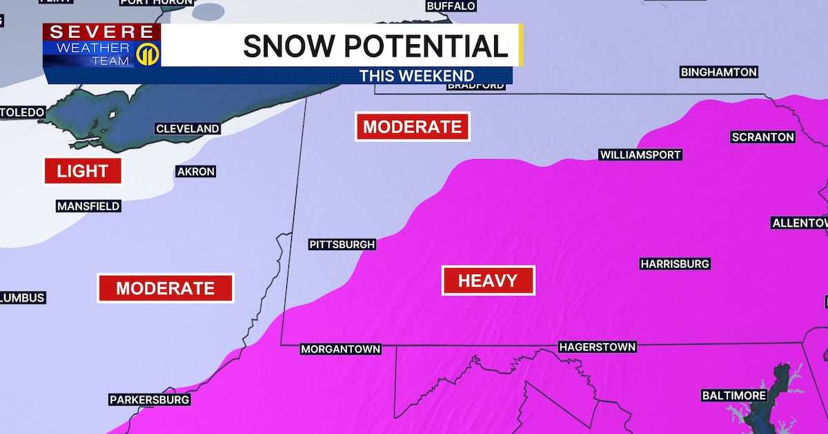 Potential for heavy snow of at least 6 inches in Pittsburgh region this weekend – WPXI
