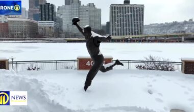 Drone 11 flies over Pittsburgh's North Shore after significant snowfall across the city and region – WPXI