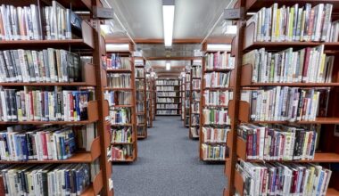Library shelves filled with books