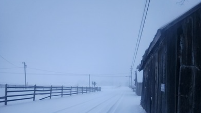 How much snow has fallen so far today?